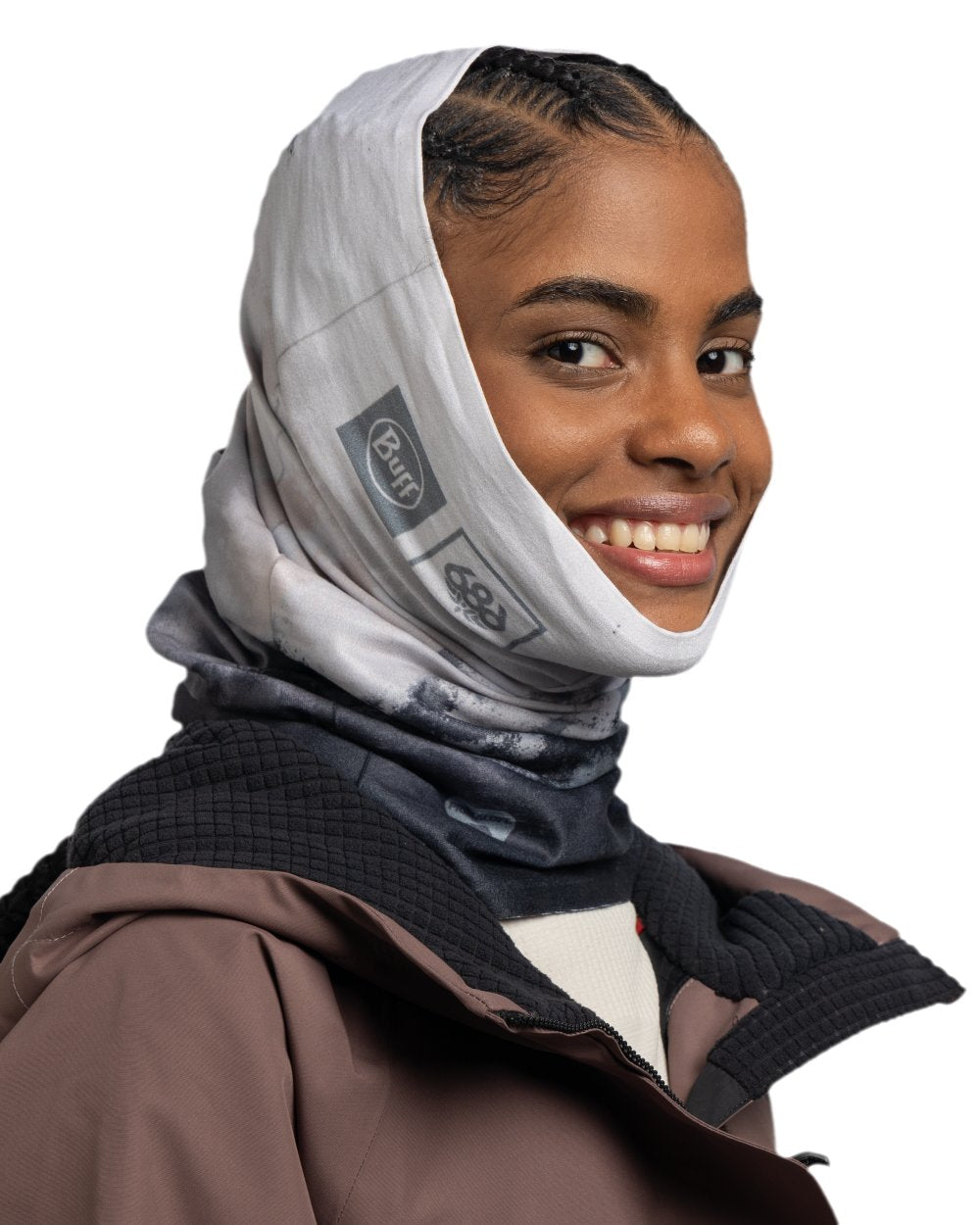 Vatna Grey Coloured Buff Thermonet Neckwear on white background 