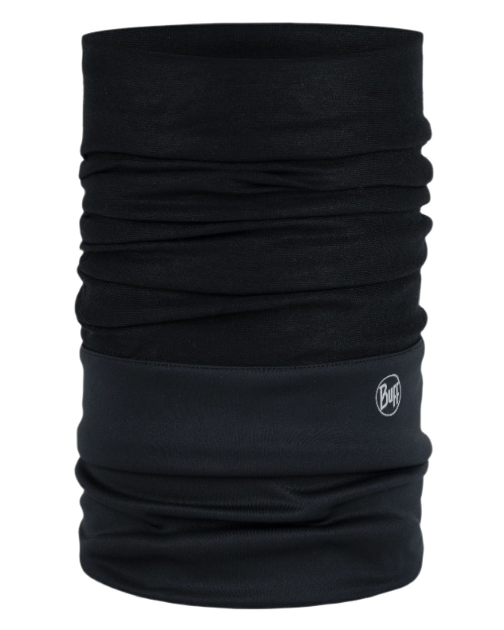 Logo Black Coloured Buff Windproof Neckwear on white background 