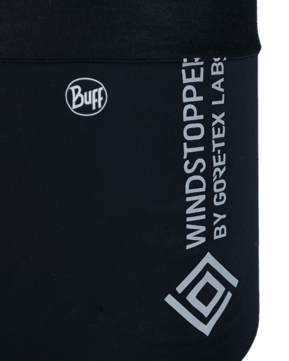 Solid Black Coloured Buff Windproof Neckwear on white background 