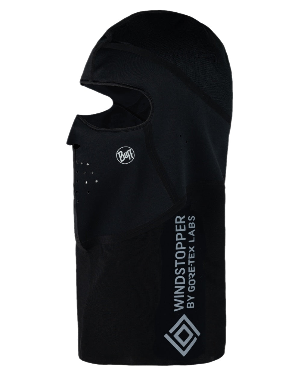 Black Coloured Buff Windproof Solid Balaclava on white background 