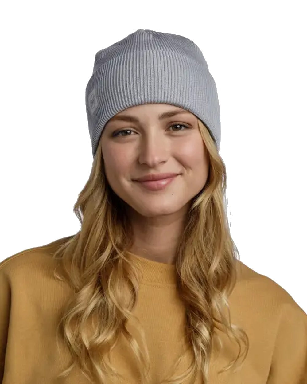 Buff CrossKnit Beanie in Solid Light Grey 