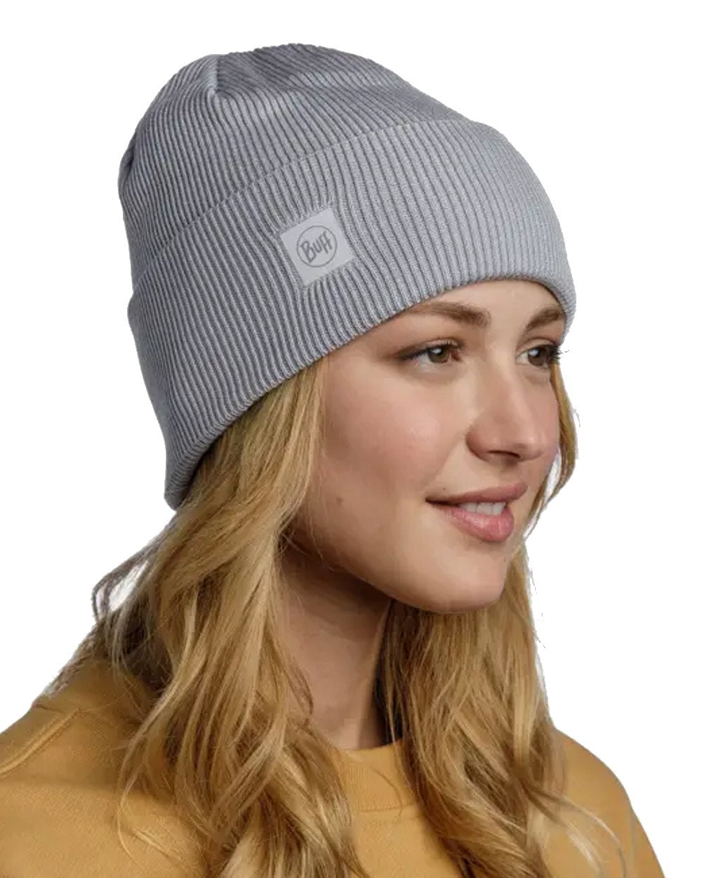 Buff CrossKnit Beanie in Solid Light Grey 