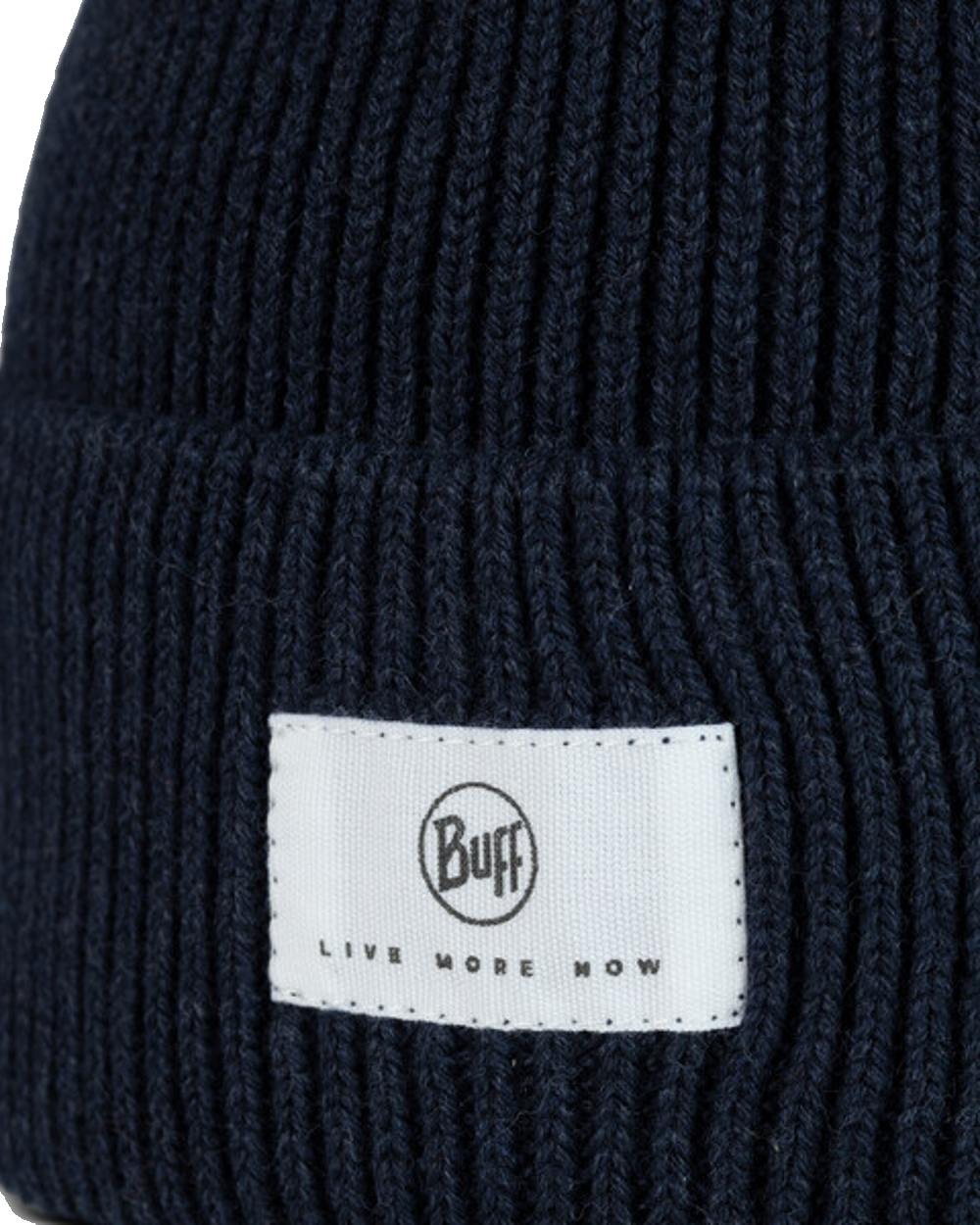 Buff Drisk Knitted Beanie in Night Blue 