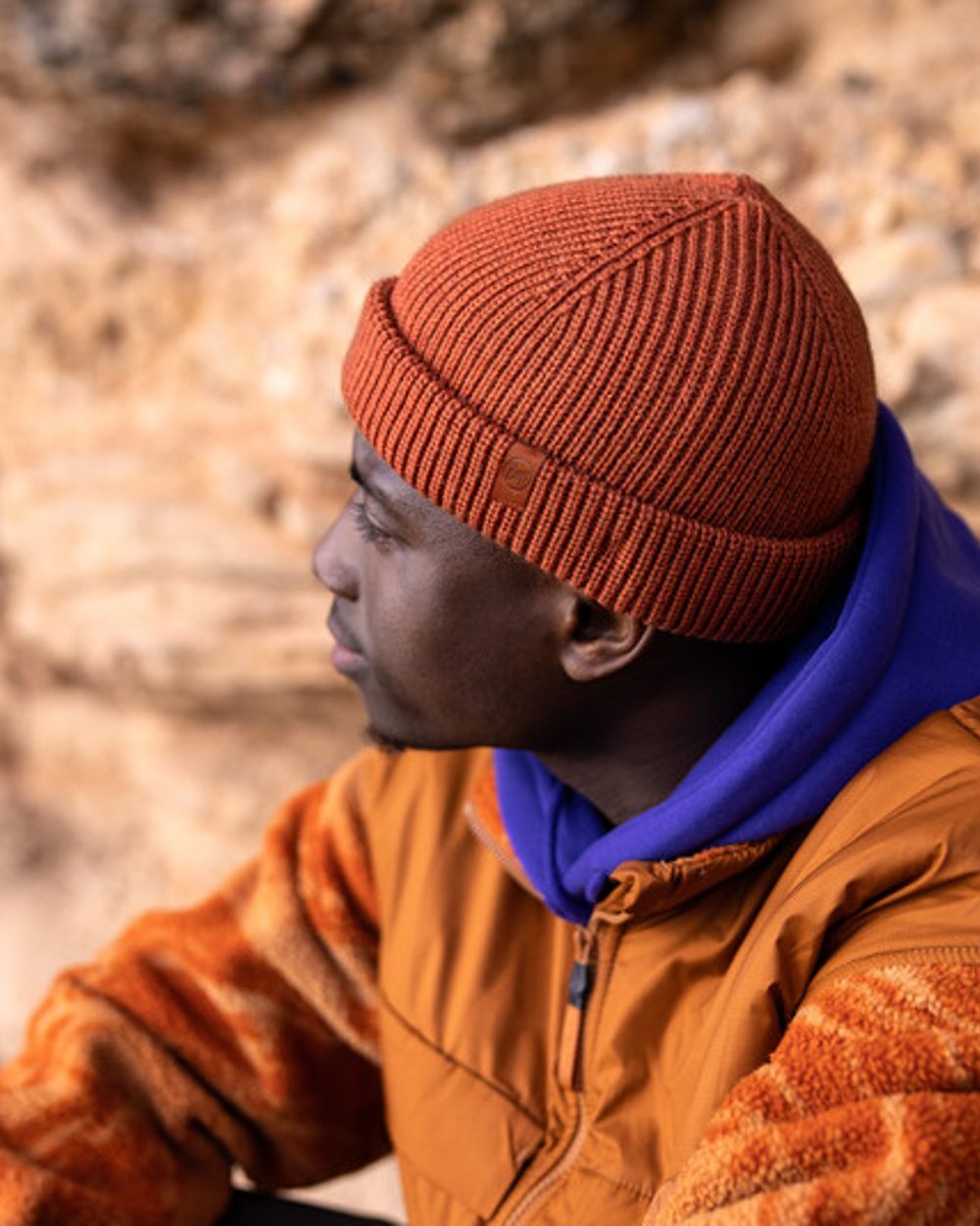 Buff Ervin Knitted Beanie in Cinnamon 