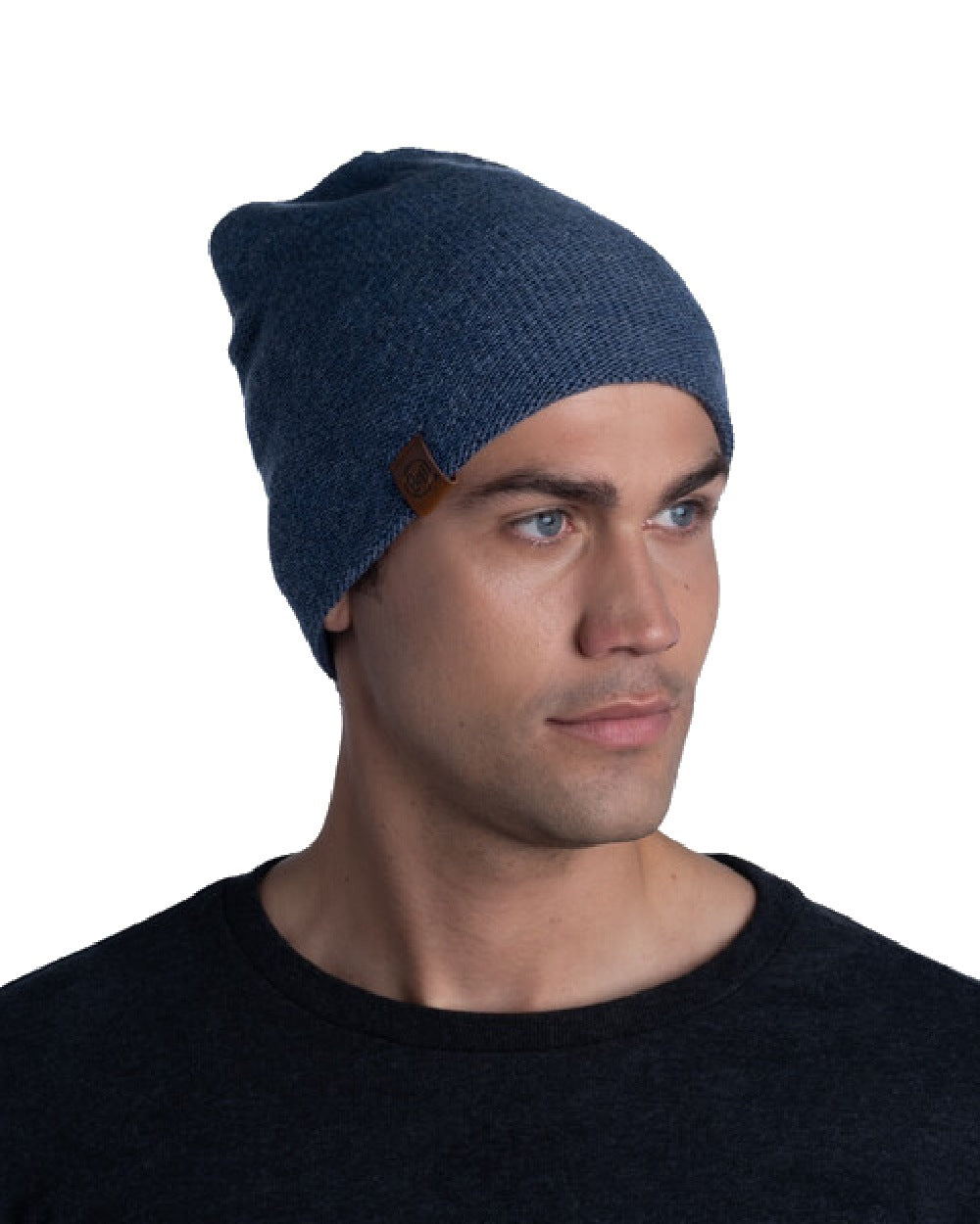 Buff Knitted &amp; Polar Beanie in Night Blue 