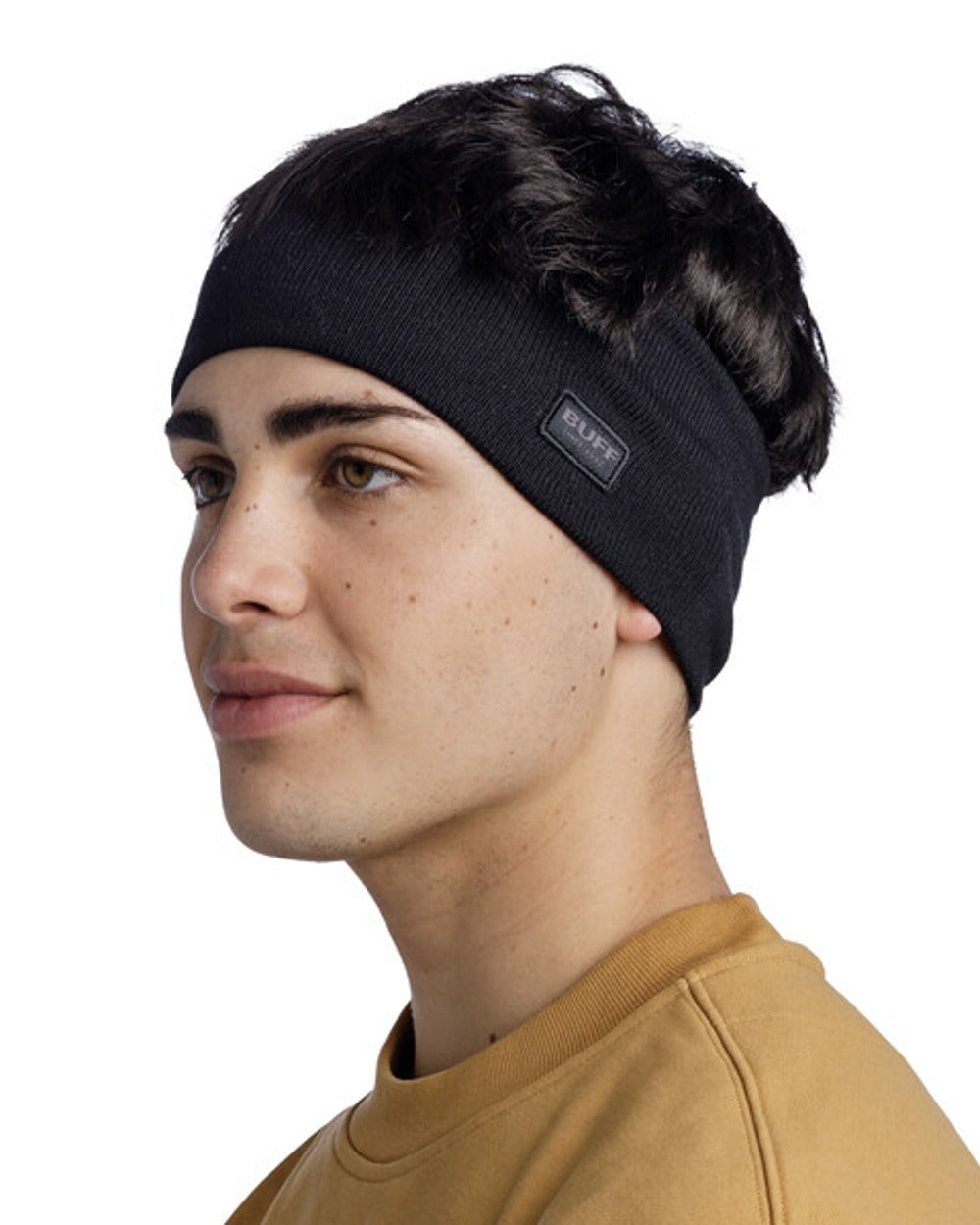 Buff Knitted &amp; Polar Headband in Black 