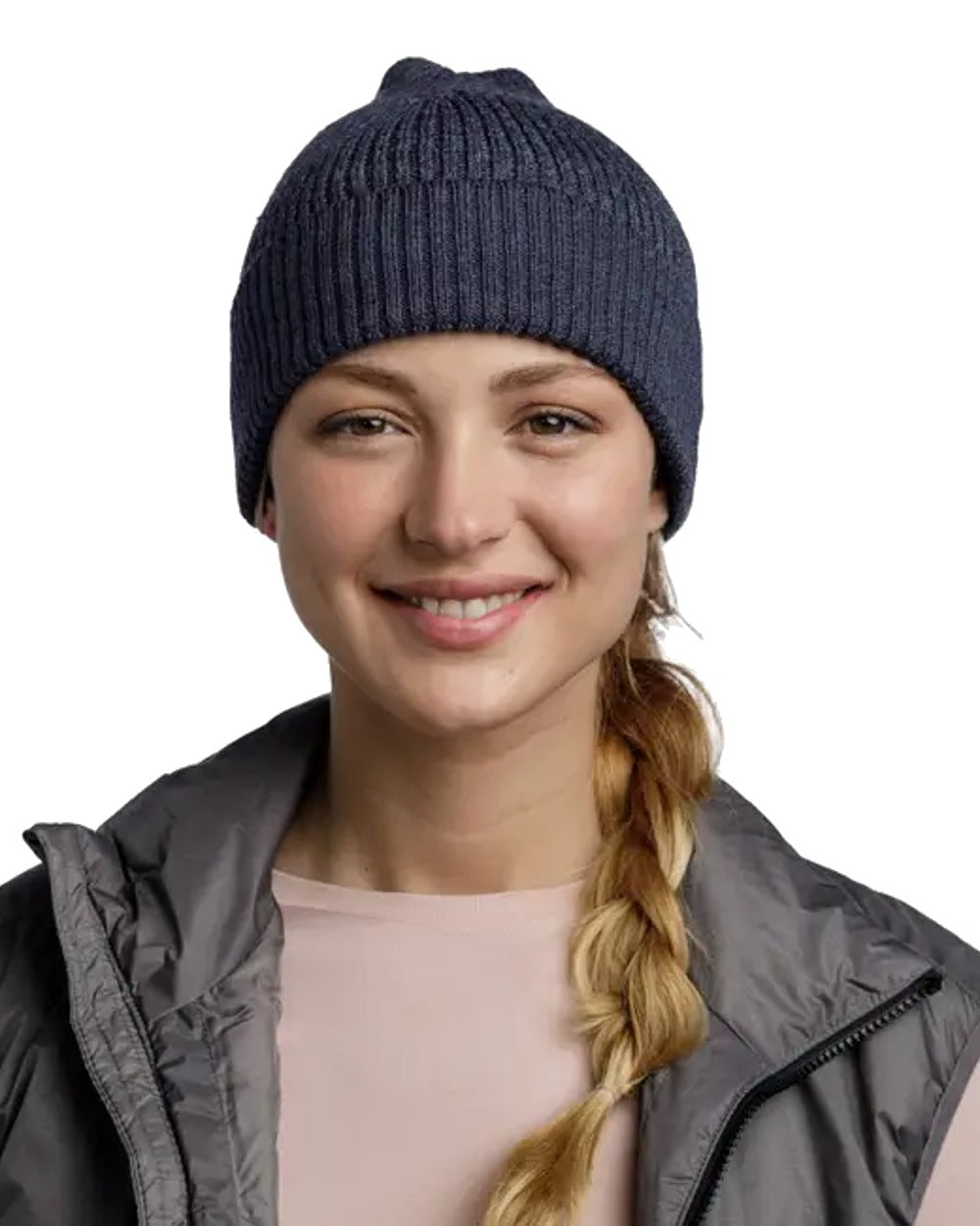 Buff Merino Active Beanie in Night Blue 