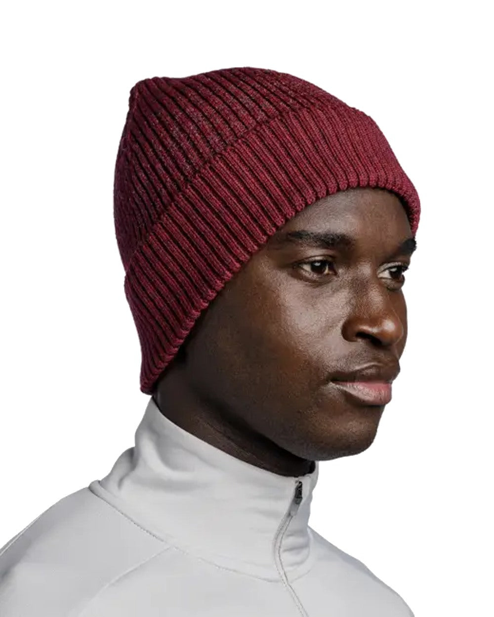 Buff Merino Active Beanie in Garnet 