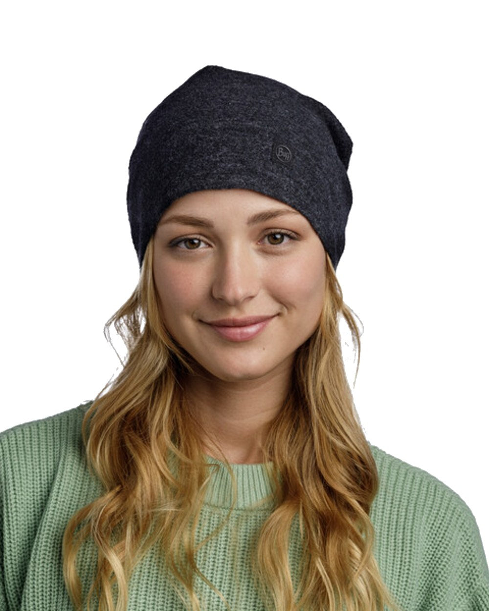 Buff Merino Fleece Beanie in Black 