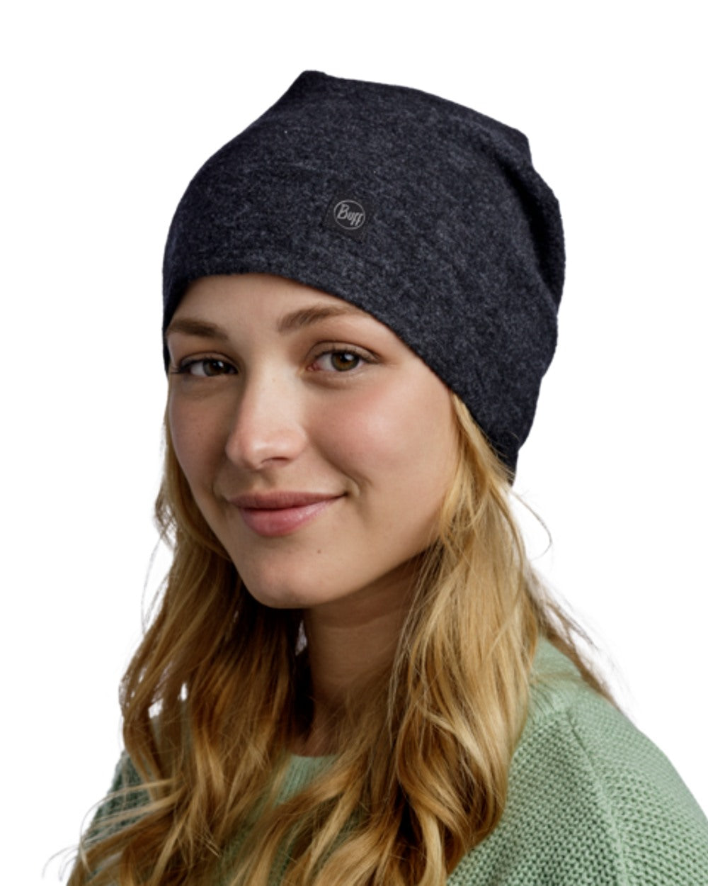 Buff Merino Fleece Beanie in Black 