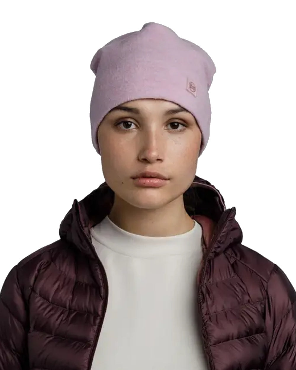 Buff Merino Fleece Beanie in Lilac Sand 