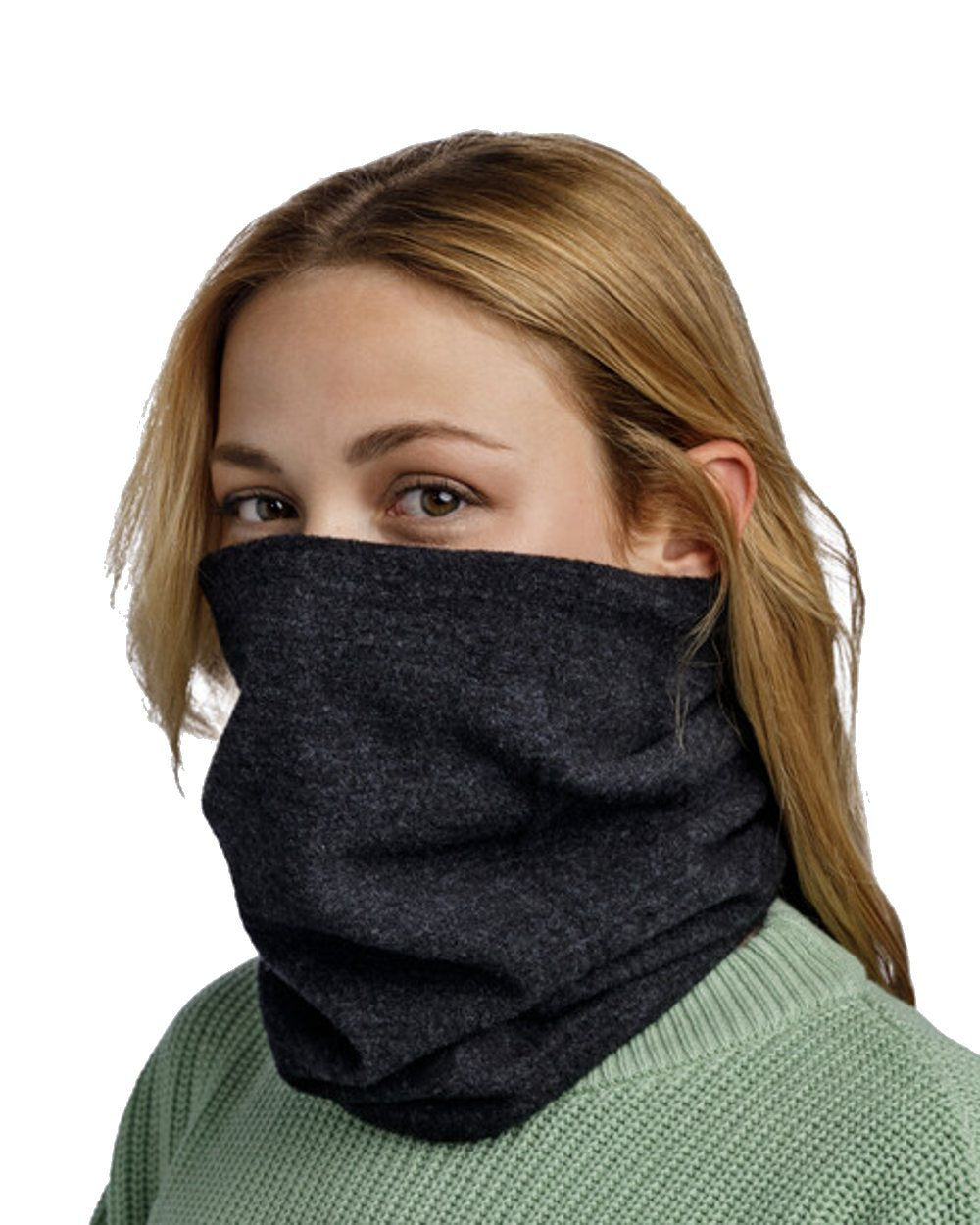 Buff Merino Fleece Neck Warmer in Black 