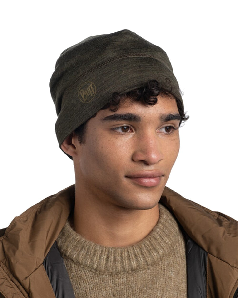 Buff Merino Lightweight Beanie in Bark 