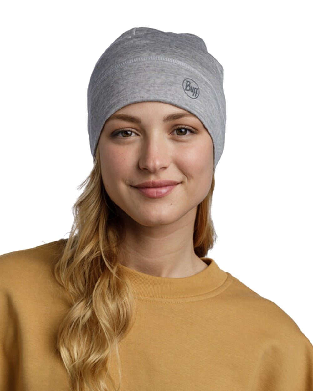 Buff Merino Lightweight Beanie in Light Grey 