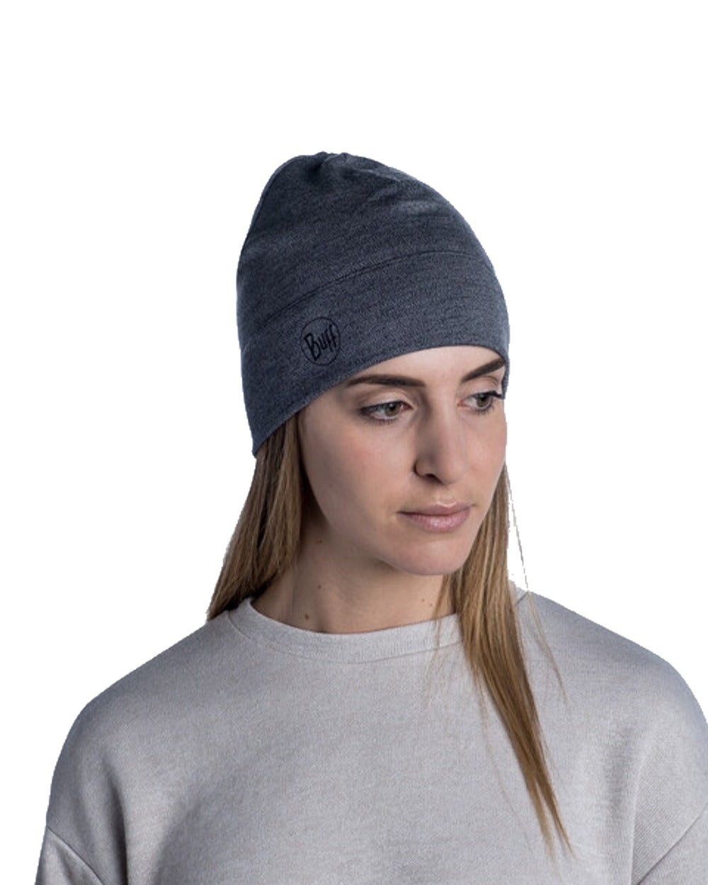 Buff Merino Midweight Beanie in Light Grey 