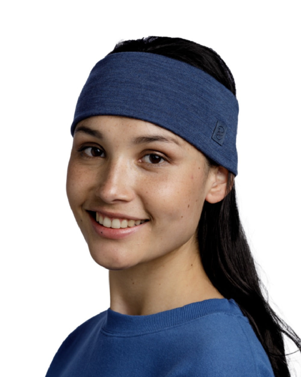 Buff Merino Wide Headband in Night Blue 