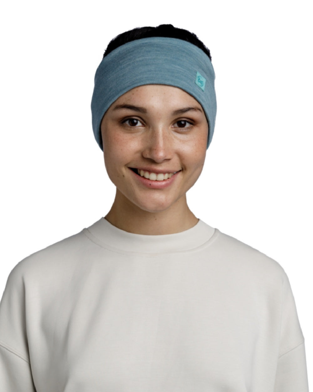 Buff Merino Wide Headband in Pool 