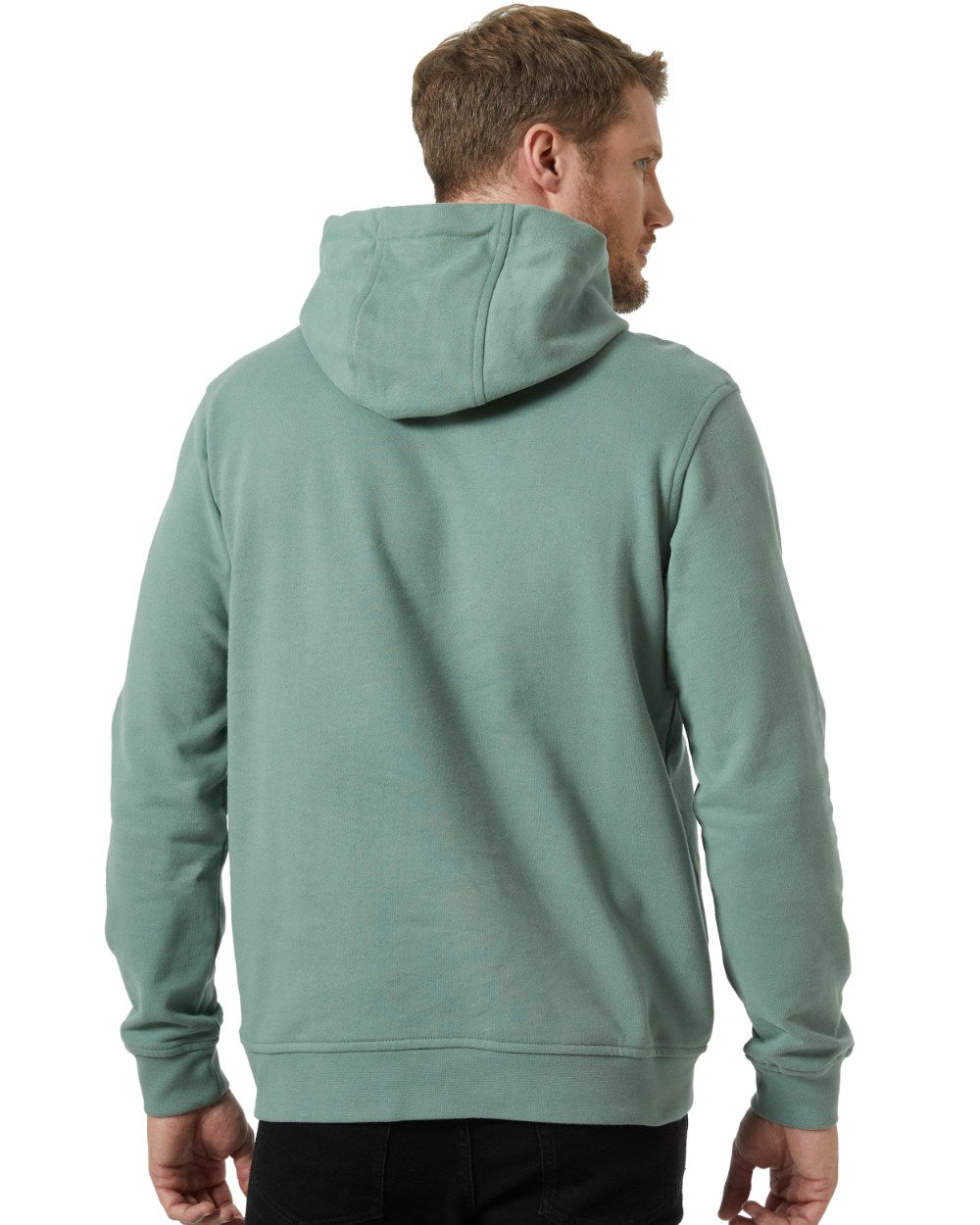 Cactus Coloured Helly Hansen Mens Logo Hoodie On A White Background 