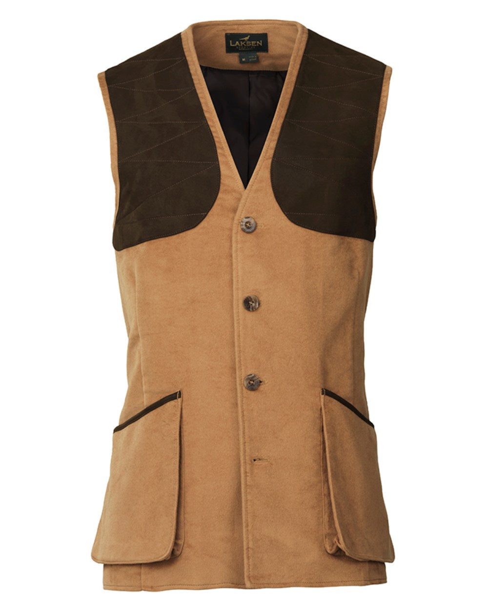 Camel Coloured Laksen Belgravia Leith Shooting Vest On A White Background 