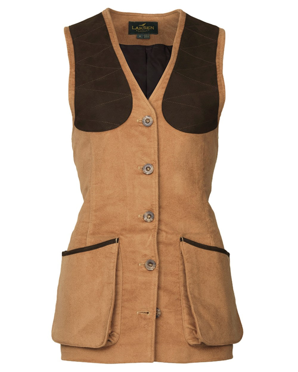 Camel Coloured Laksen Lady Belgravia Beauly Shooting Vest On A White Background 