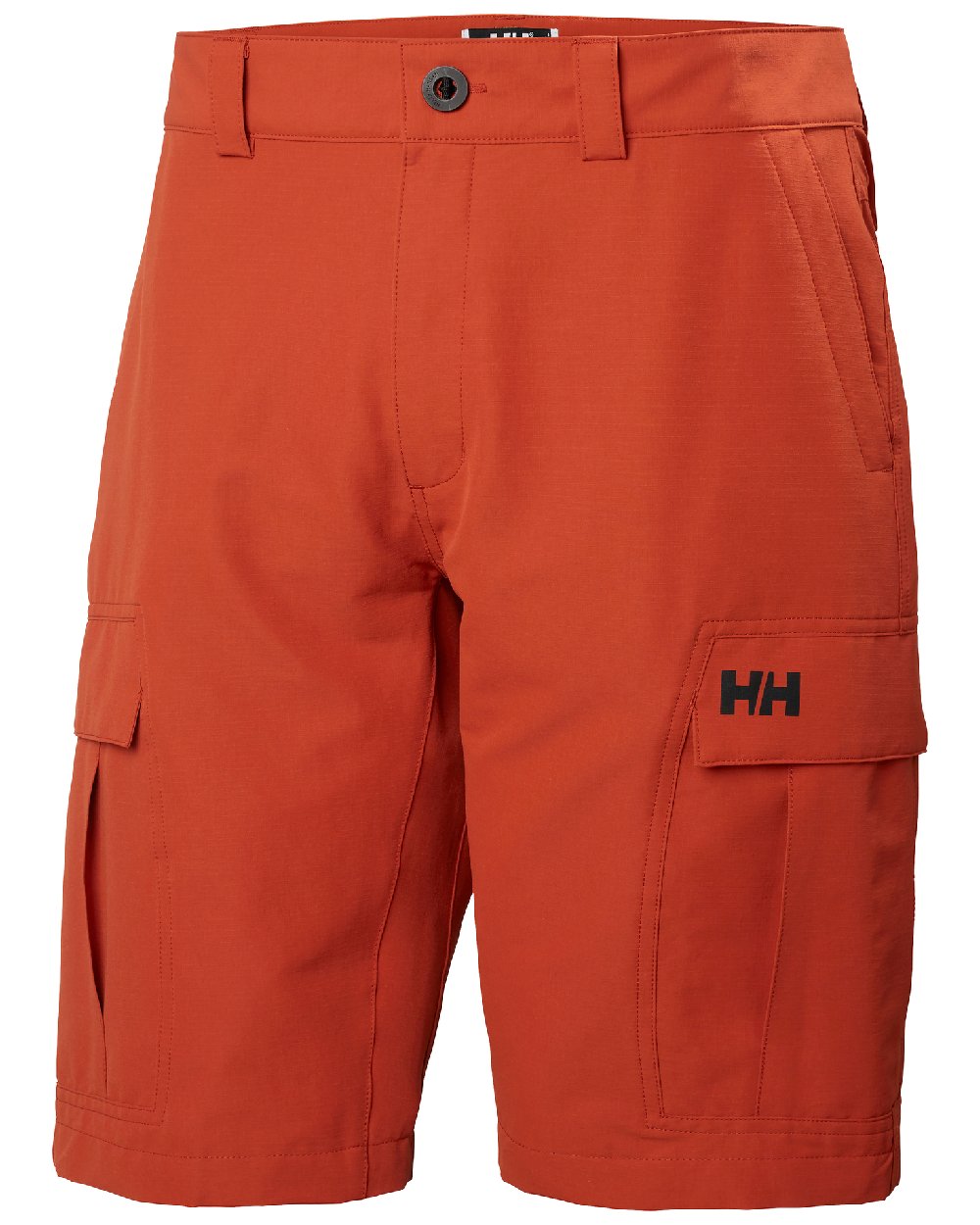 Canyon coloured Helly Hansen mens quick dry cargo shorts on white background 