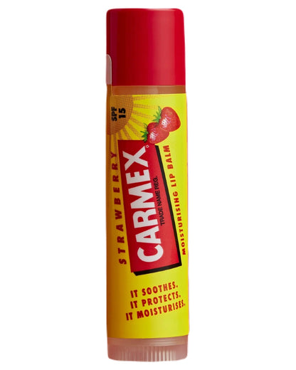 Carmex Strawberry Stick on white background