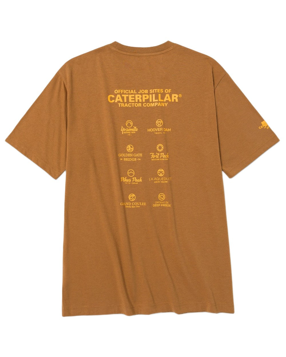 Bronze Coloured Caterpillar Mens Graphic Tee on white background
