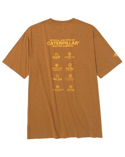 Bronze Coloured Caterpillar Mens Graphic Tee on white background
