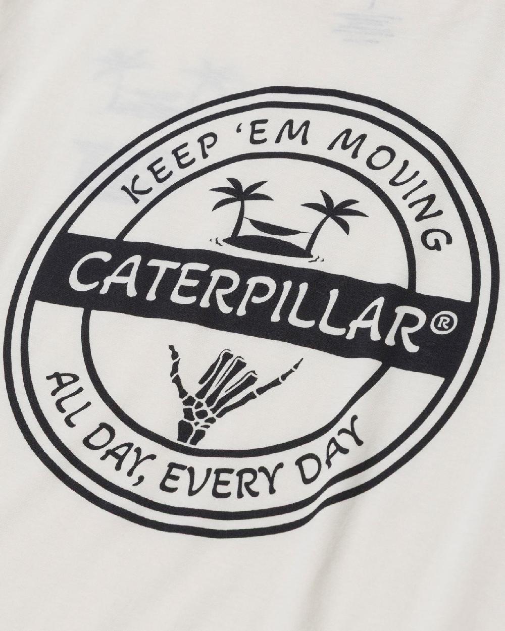 Vanilla Coloured Caterpillar Mens Graphic Tee on white background
