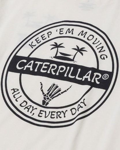 Vanilla Coloured Caterpillar Mens Graphic Tee on white background
