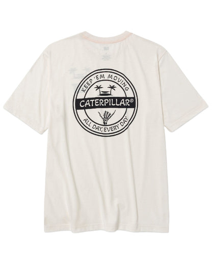 Vanilla Coloured Caterpillar Mens Graphic Tee on white background
