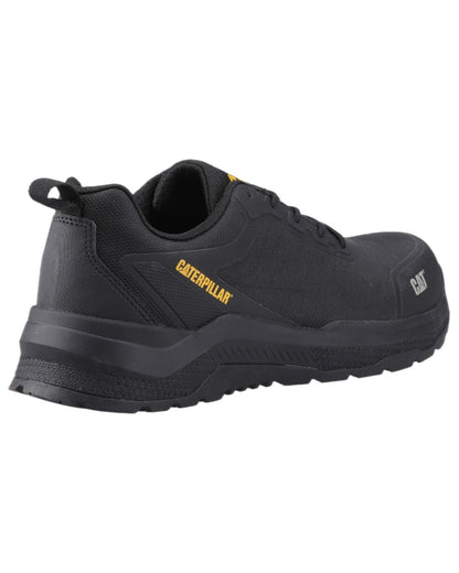 Black Coloured Caterpillar Mens Inductor Mesh Low Safety Trainer on white background 