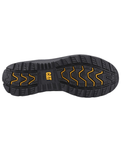 Black Coloured Caterpillar Mens Inductor Mesh Low Safety Trainer on white background 