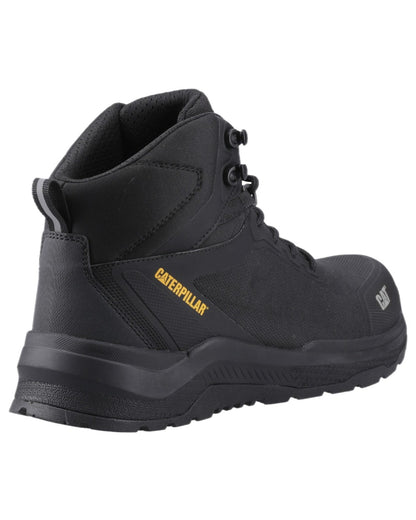 Black Coloured Caterpillar Mens Inductor Mesh Mid Safety Boots on white background 