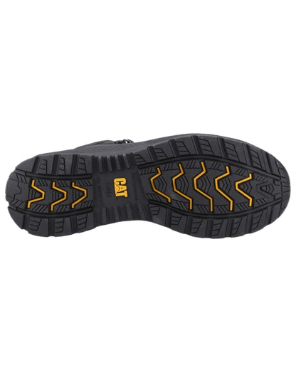 Black Coloured Caterpillar Mens Inductor Mesh Mid Safety Boots on white background 