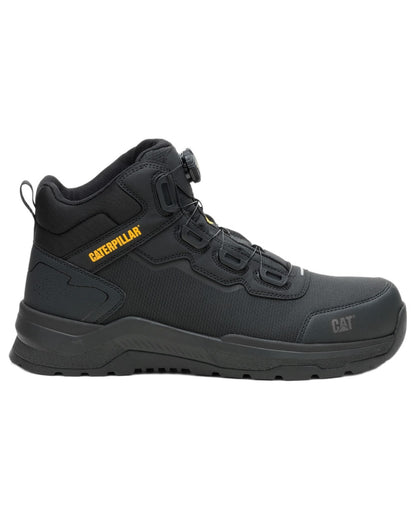 Black Coloured Caterpillar Mens Inductor Tech Mid Safety Boots on white background 