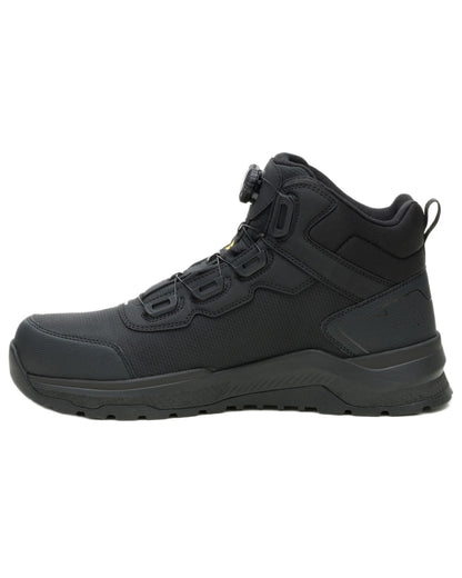 Black Coloured Caterpillar Mens Inductor Tech Mid Safety Boots on white background 