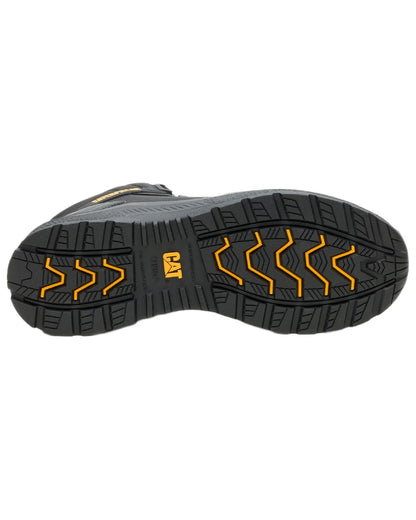 Black Coloured Caterpillar Mens Inductor Tech Mid Safety Boots on white background 