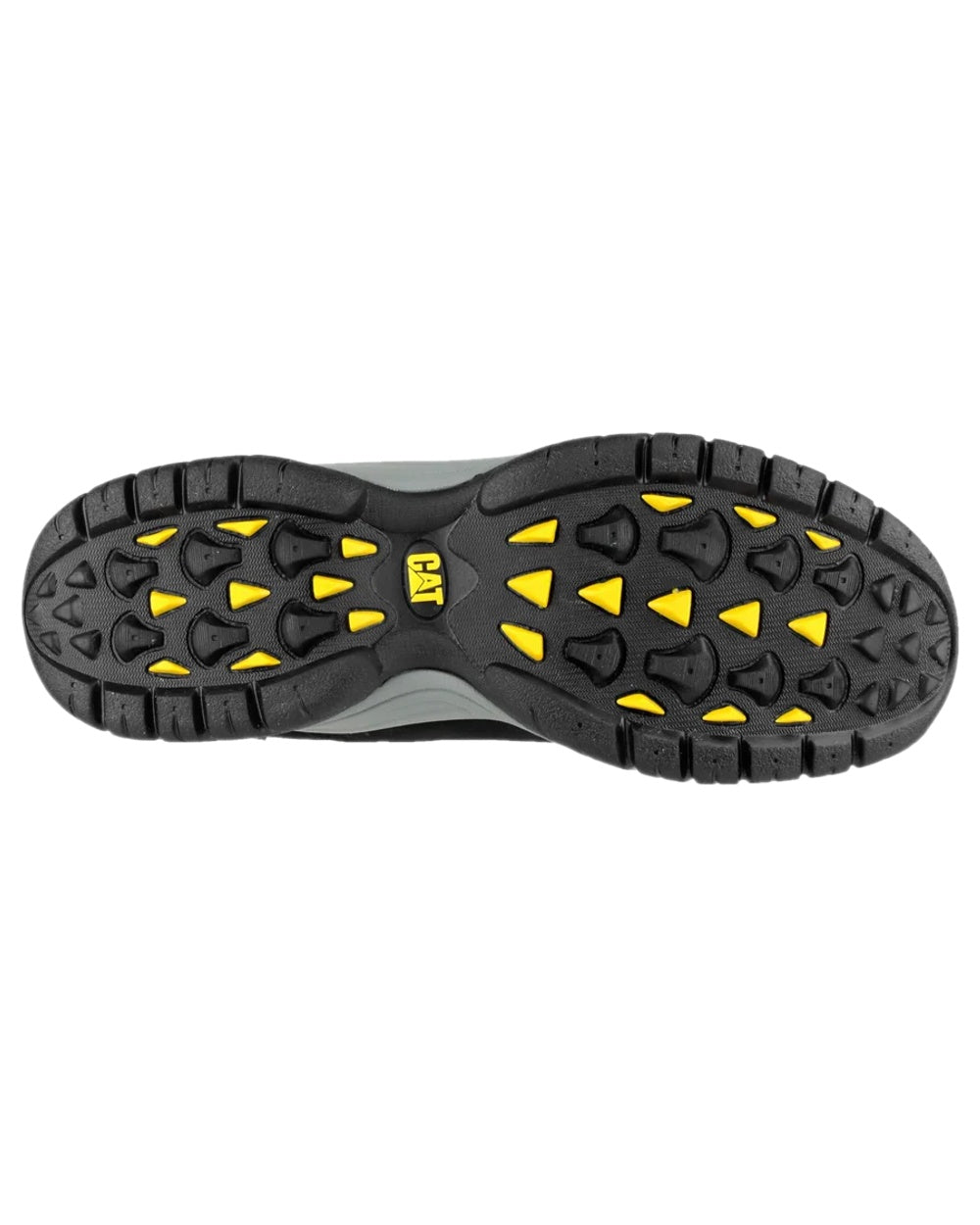 Black Grey Coloured Caterpillar Mens Moor Safety Trainer on white background 