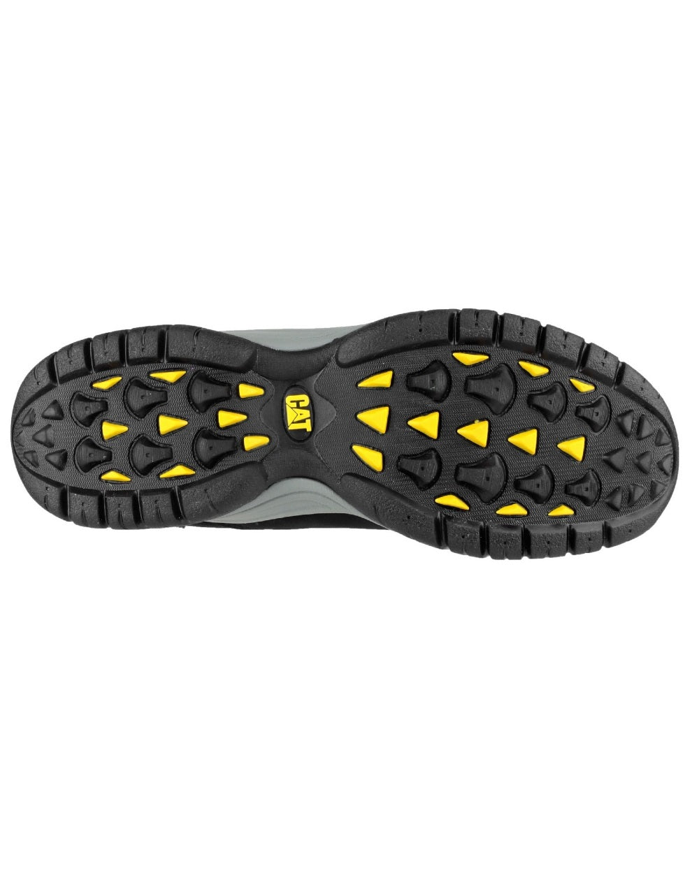 Black coloured Caterpillar Mens Moor Safety Trainers Clearance on white background 