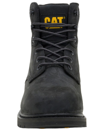 Black Coloured Caterpillar Mens Silva Lace Up Occupational Work Boots on white background 