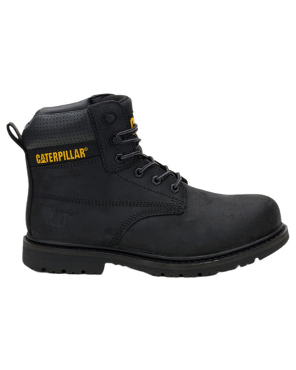 Black Coloured Caterpillar Mens Silva Lace Up Occupational Work Boots on white background 