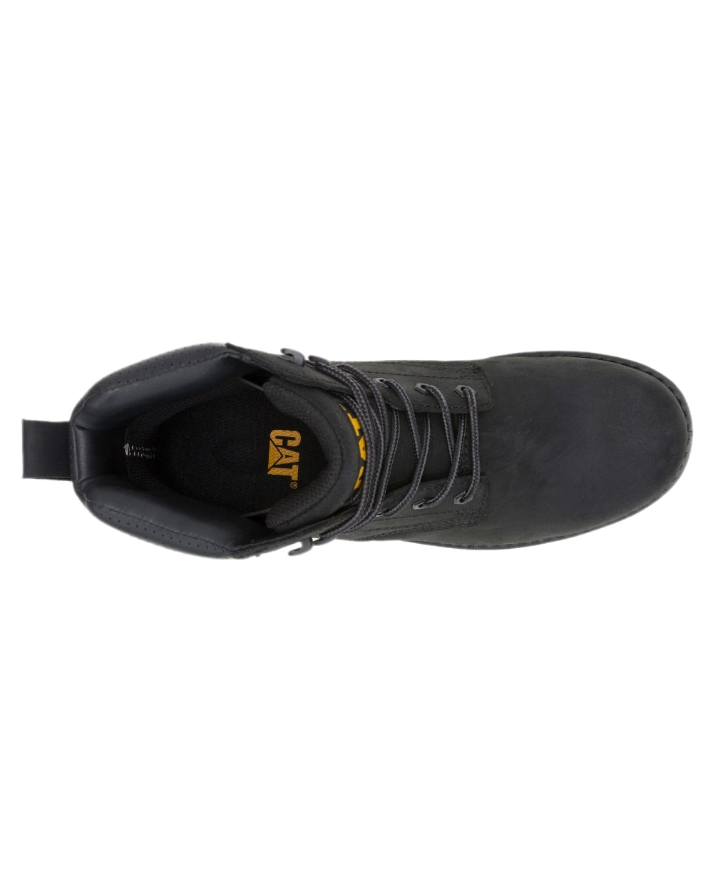 Black Coloured Caterpillar Mens Silva Lace Up Occupational Work Boots on white background 
