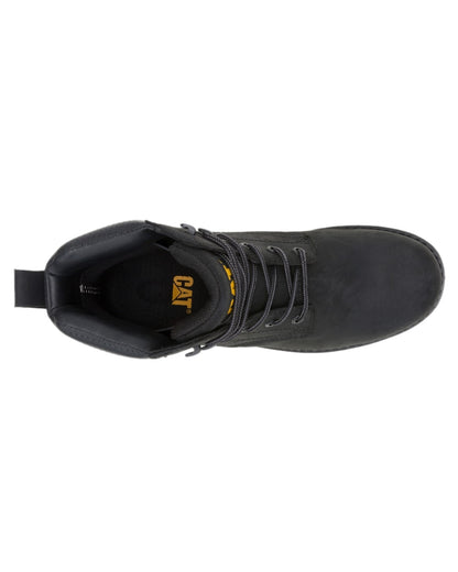 Black Coloured Caterpillar Mens Silva Lace Up Occupational Work Boots on white background 