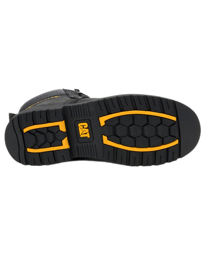 Black Coloured Caterpillar Mens Silva Lace Up Occupational Work Boots on white background 