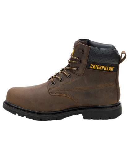 Brown Coloured Caterpillar Mens Silva Lace Up Occupational Work Boots on white background 