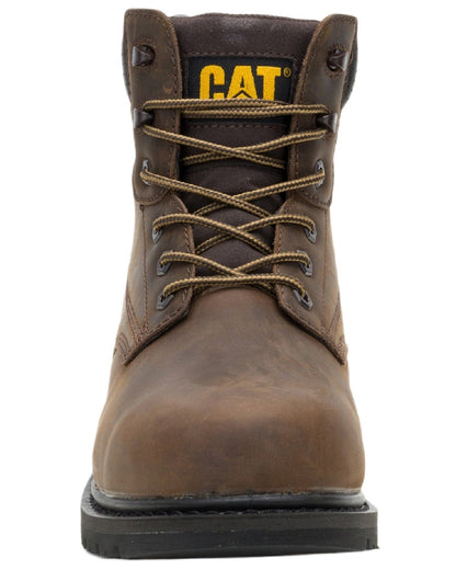 Brown Coloured Caterpillar Mens Silva Lace Up Occupational Work Boots on white background 
