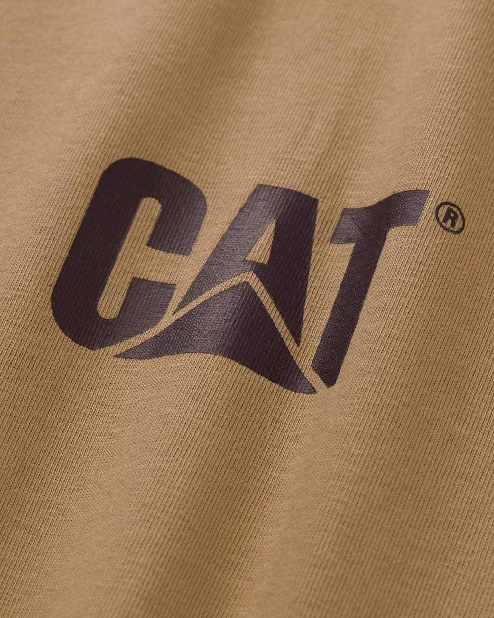 Khaki Coloured Caterpillar Trademark Tee on white background 