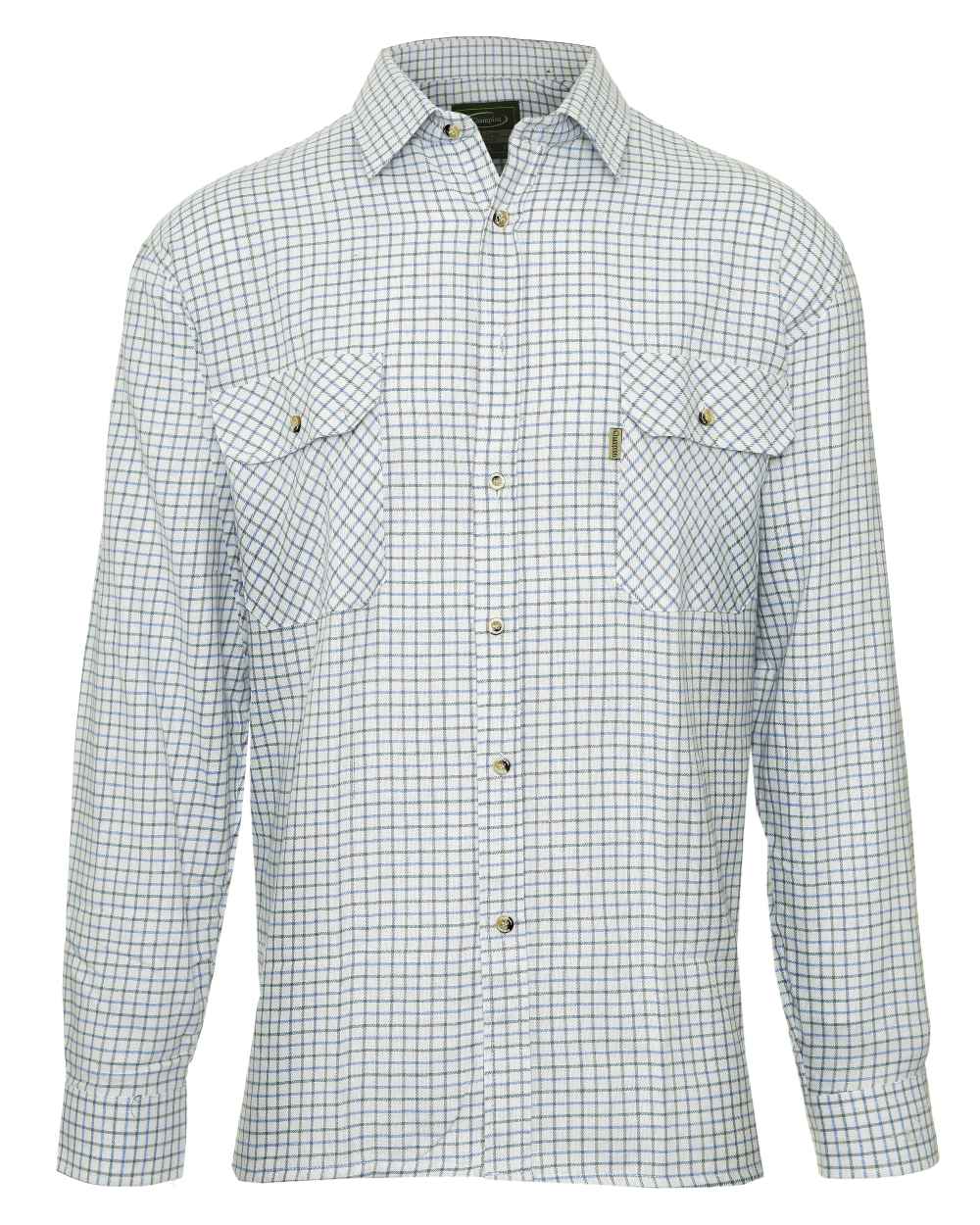Blue coloured Champion 100% Cotton Tattersall Check Shirt on white background 