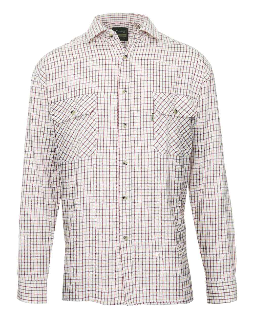 Red coloured Champion 100% Cotton Tattersall Check Shirt on white background 